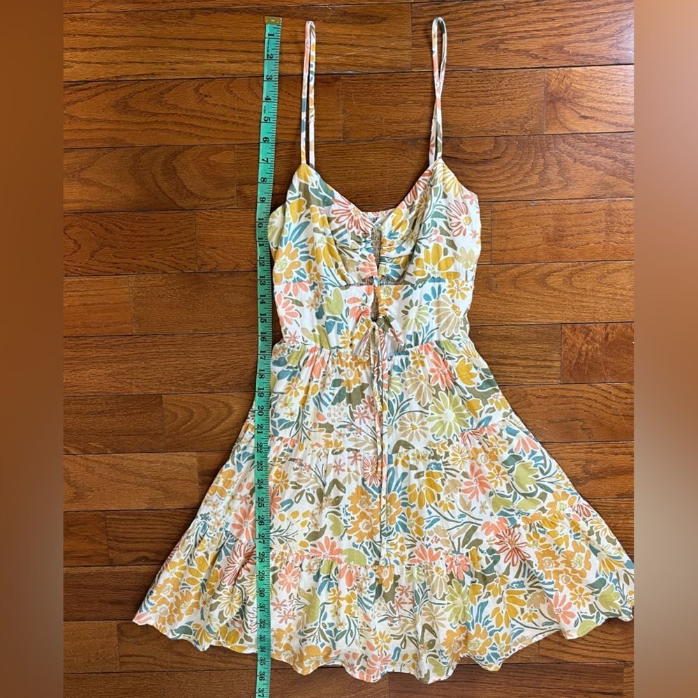 Illa Illa Floral Cutout Tie Front Mini Dress Cream Women’s XS Cottagecore Boho - Picture 3 of 8